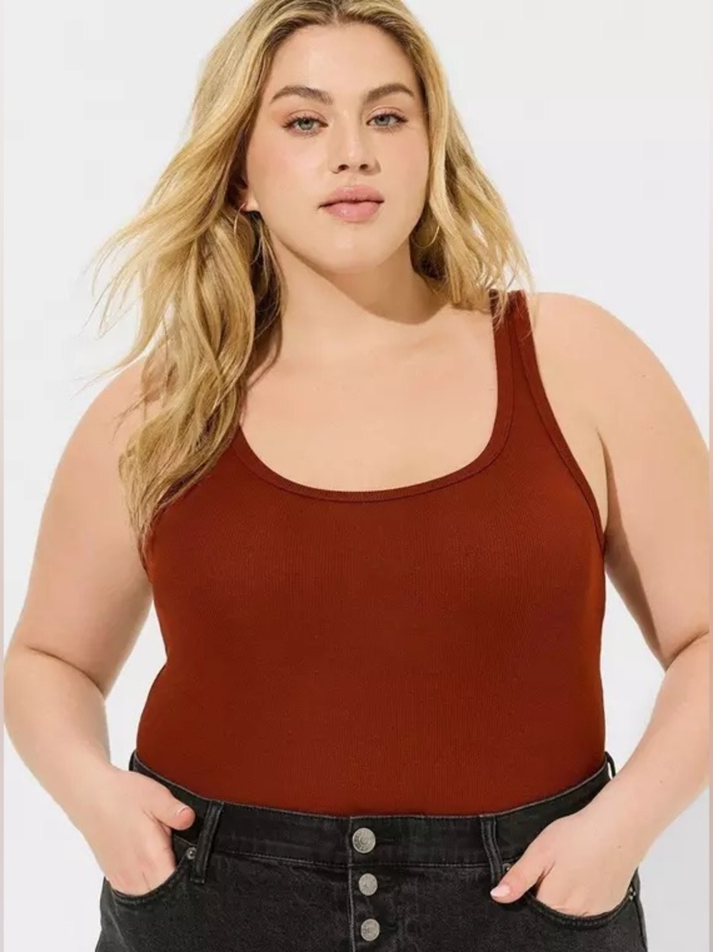 TORRID Cotton Modal Rib Double Scoop Neck Tank